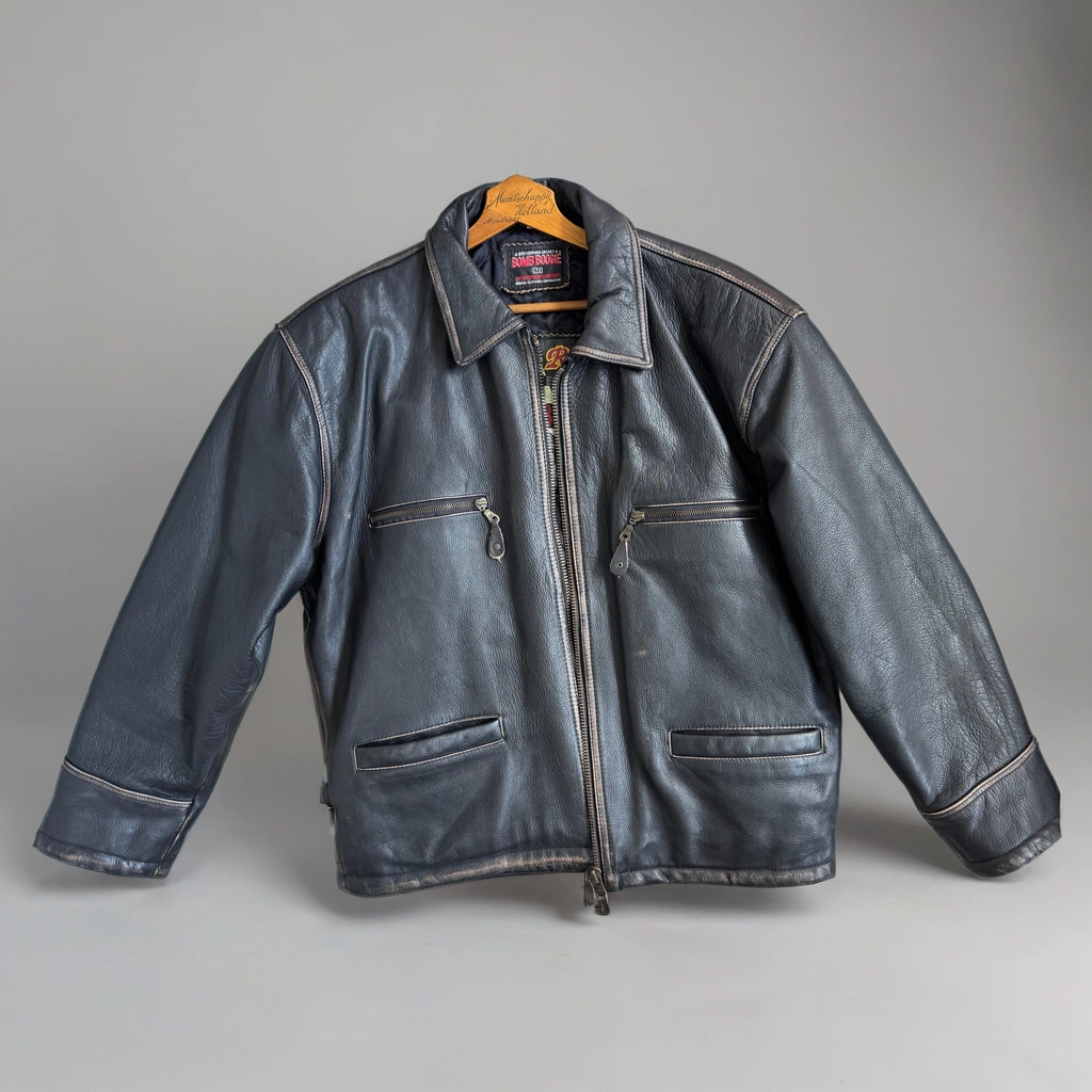 Bomboogie Worn Leather Bomber Jacket