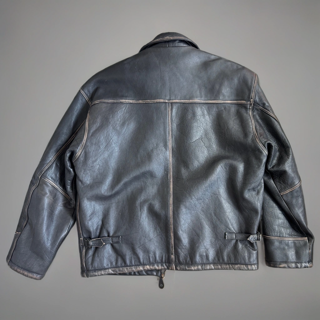 Bomboogie Worn Leather Bomber Jacket