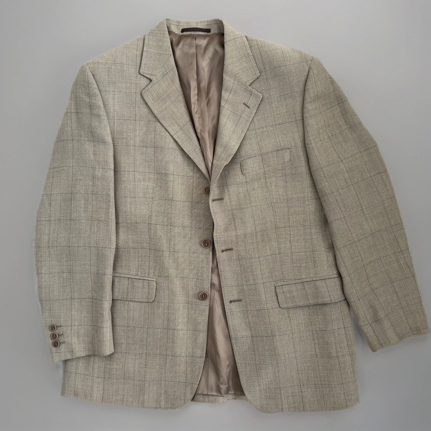 Beige Checked Oversized Blazer