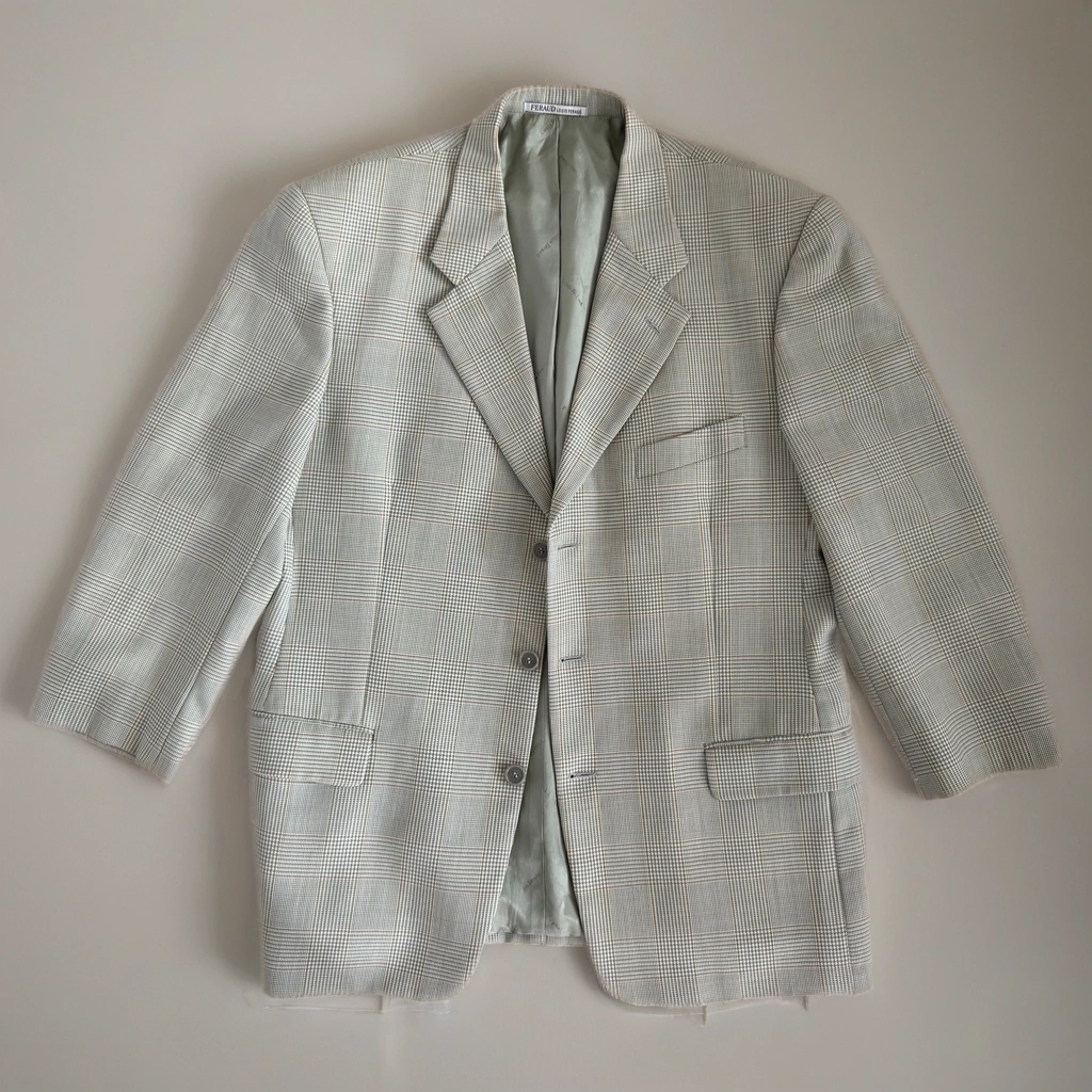 Light Grey Beige Checked Blazer