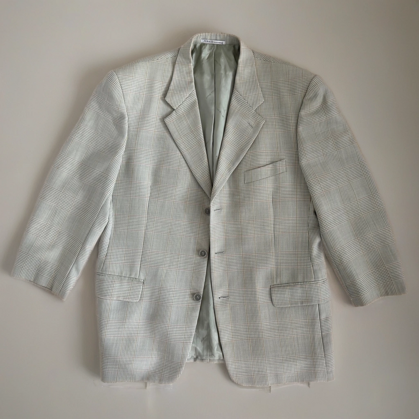 Light Grey Beige Checked Blazer