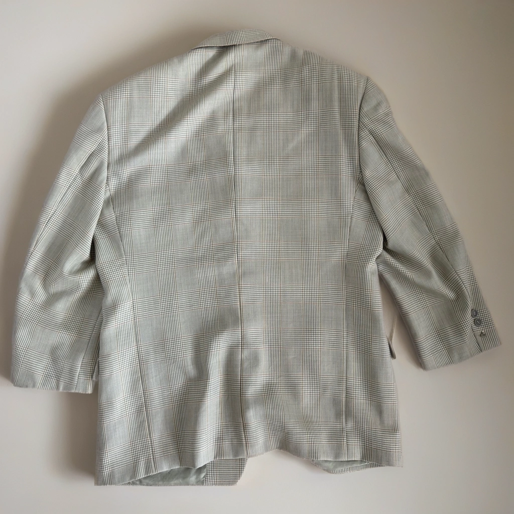 Light Grey Beige Checked Blazer