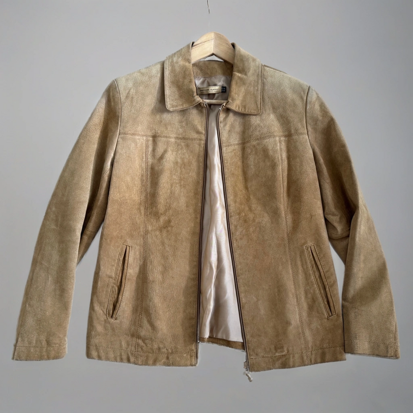 Beige Suede Oversized Jacket