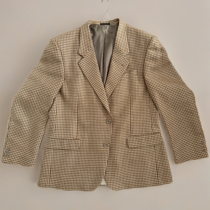 Creme / Camel Checked Oversized Blazer