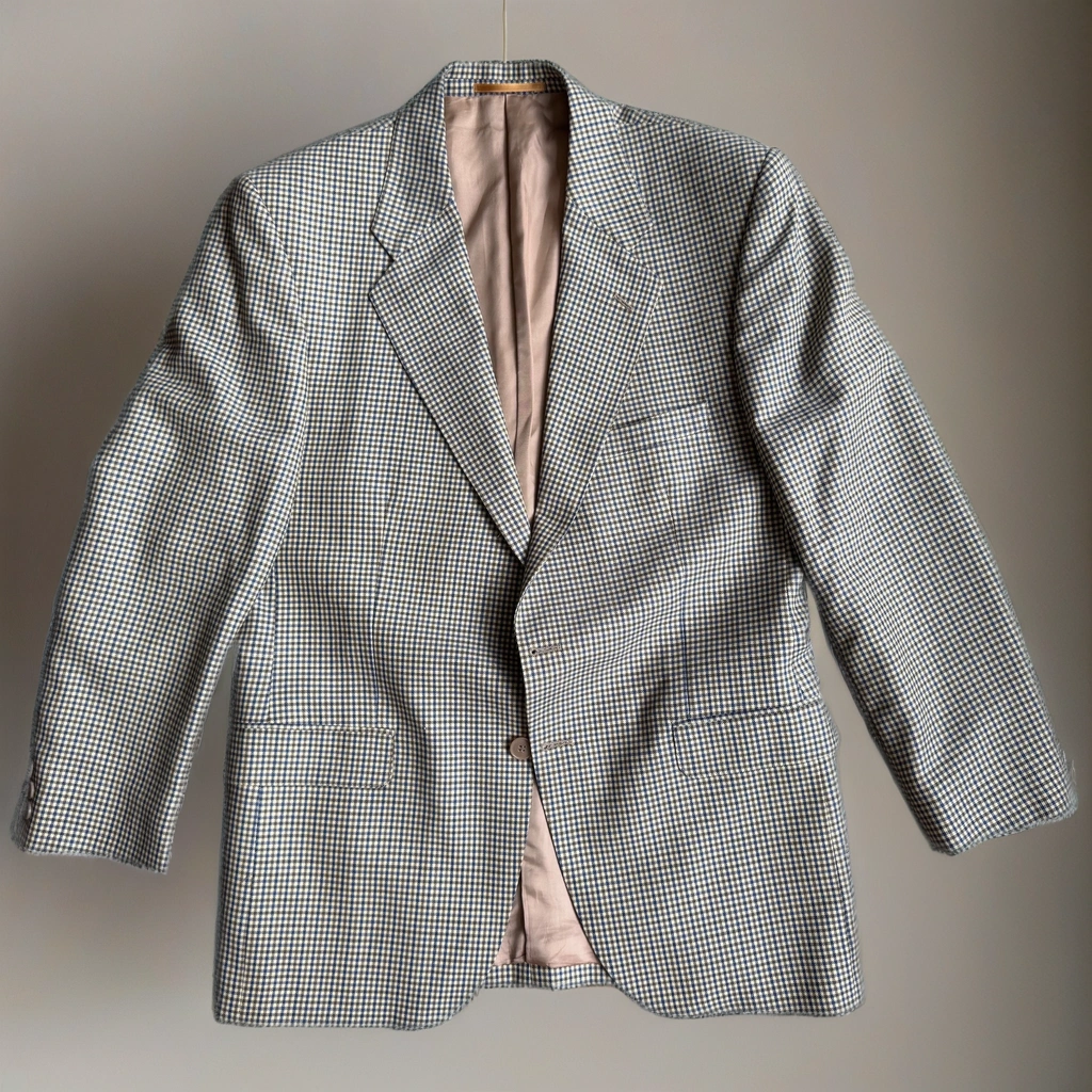 Grey Beige Checked Oversized Blazer
