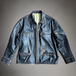 Dark Brown / Black Distressed Worn Oversized Leather Jacket