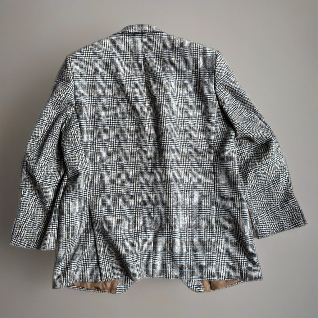 Grey Brown Oversized Checked Blazer