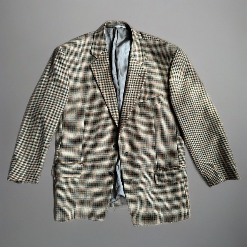 Beige Brown Checked Blazer