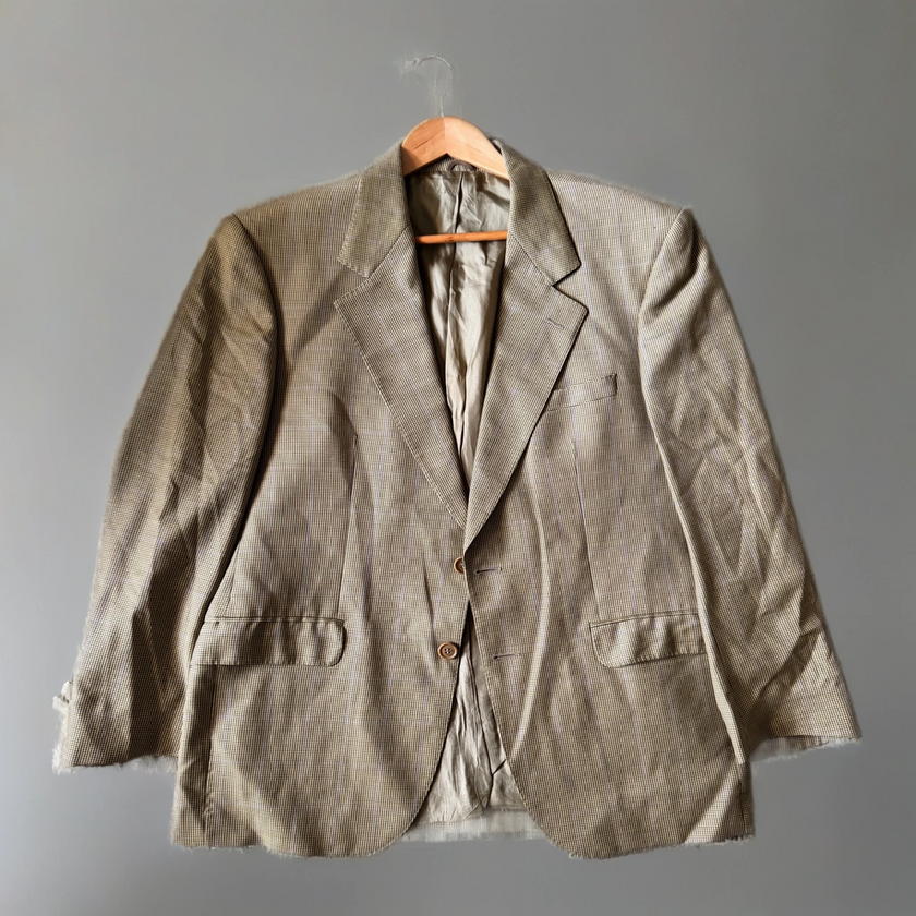 Khaki Green Checked Vintage Blazer