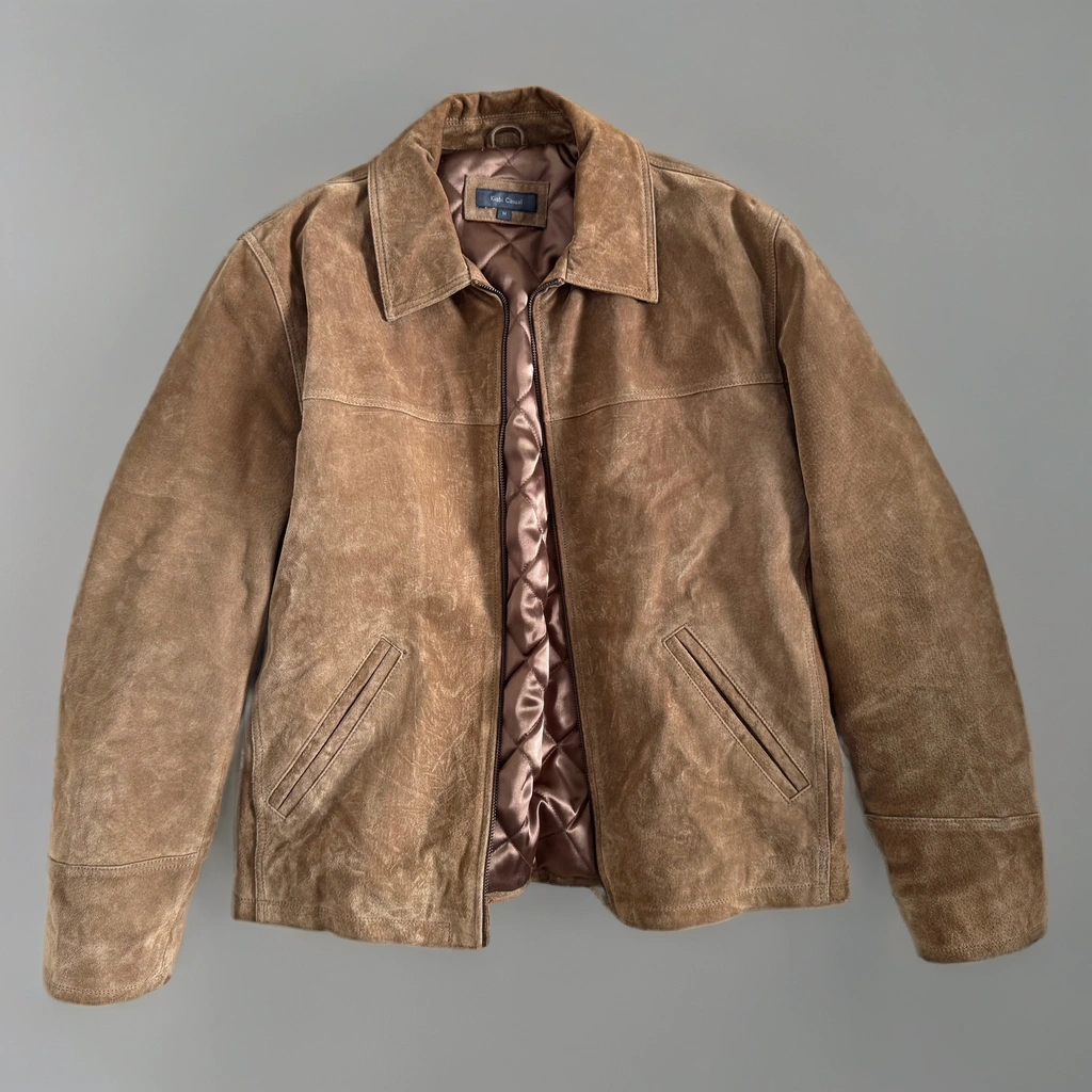 Light Brown Suede Vintage Bomber Jacket