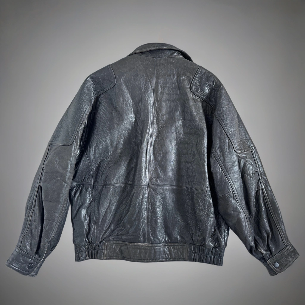 Dark Brown Leather Bomber Jacket