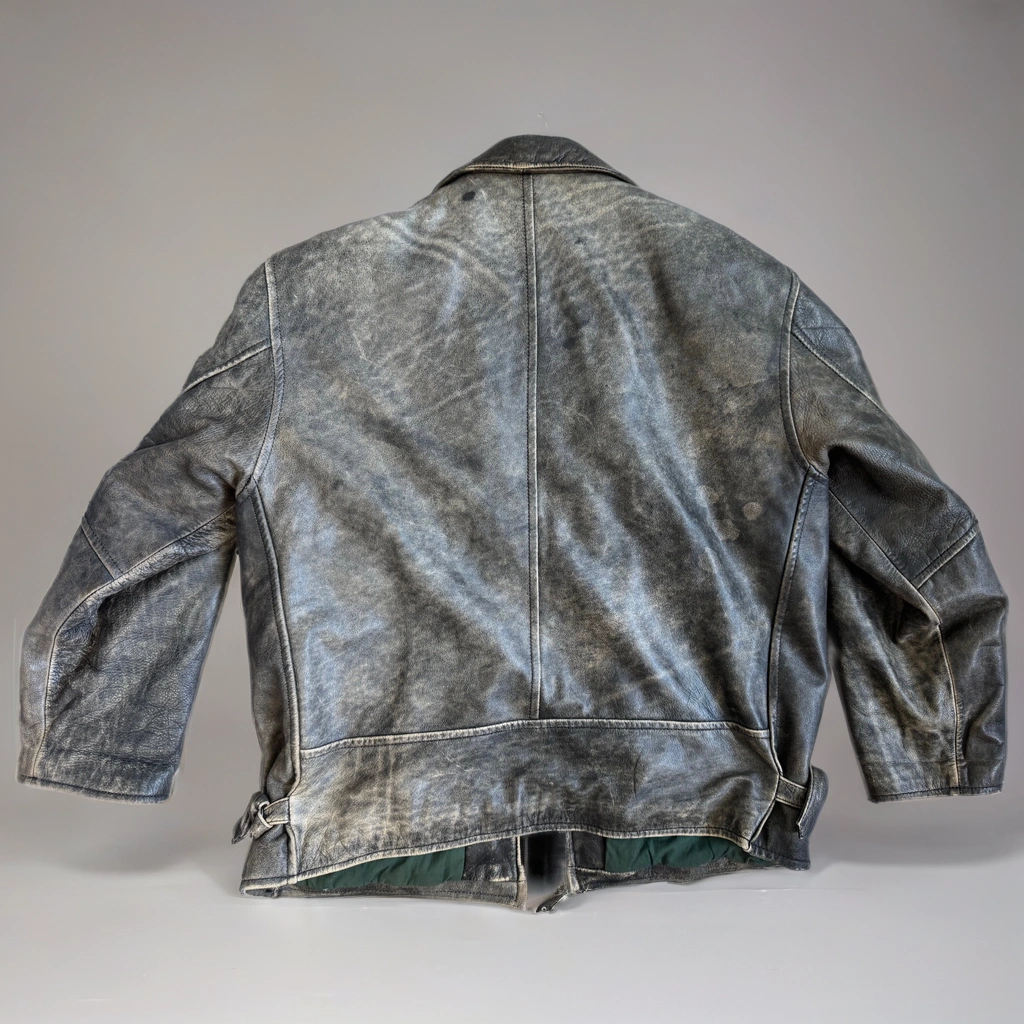 Grey Distressed Leather Jacket
