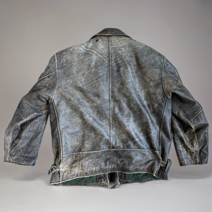 Grey Distressed Leather Jacket
