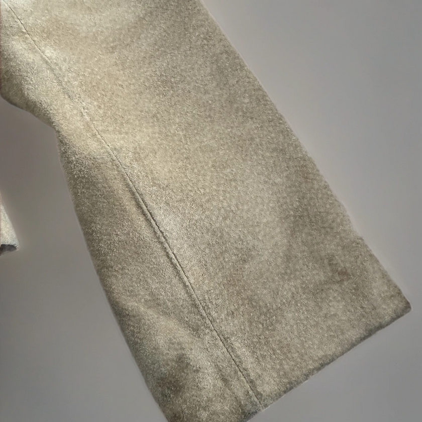 Fitted Short Beige Suede Vintage Jacket