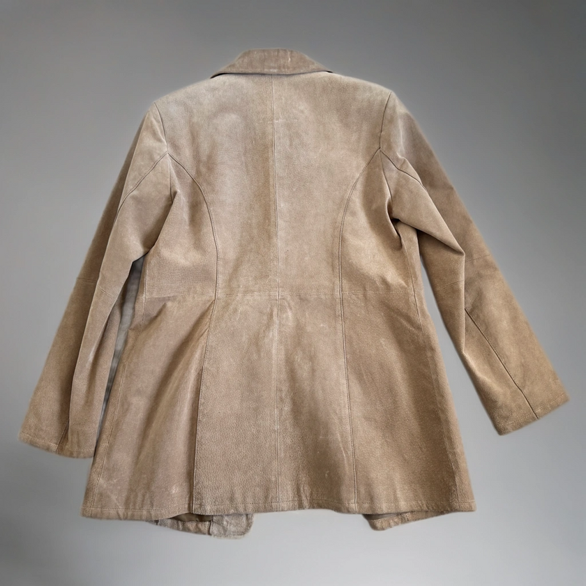 Oversized Light Beige Suede Vintage Blazer