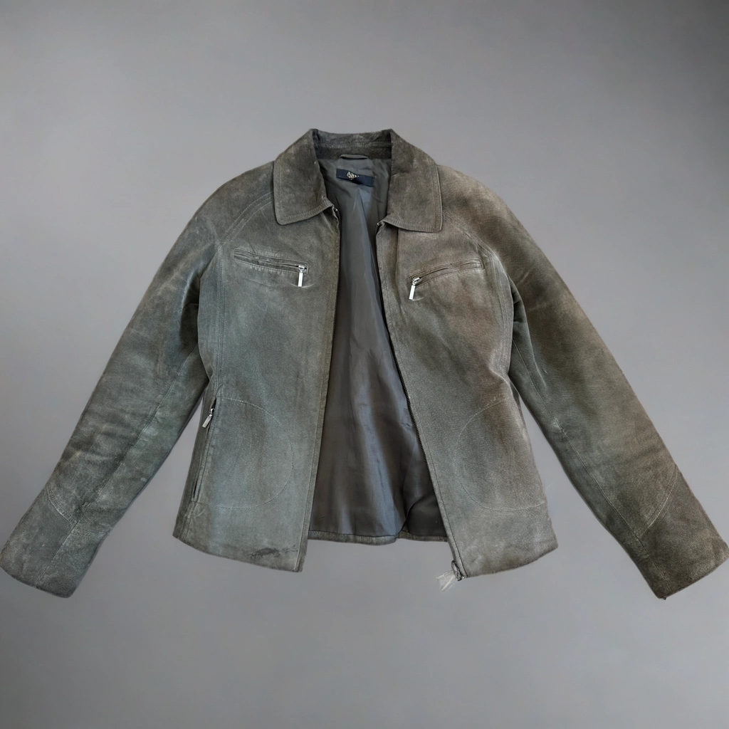 Khaki / Green Short Suede Jacket