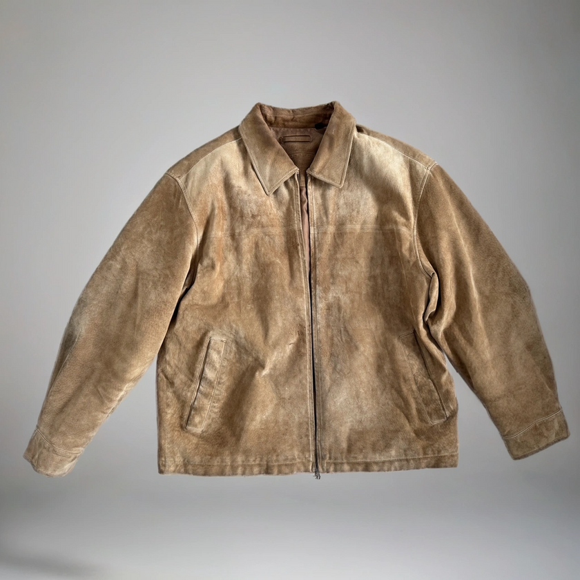 Beige Suede Oversized Vintage Jacket