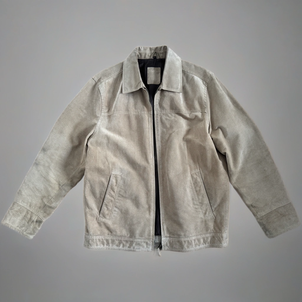 Light Beige Oversized Vintage Suede Jacket