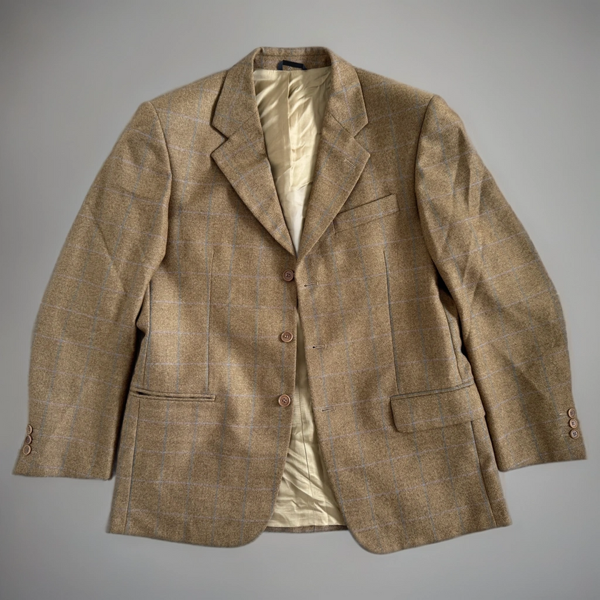 Brown Checked Oversized Blazer