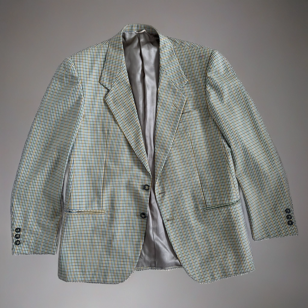 Beige Checked Oversized Vintage Blazer