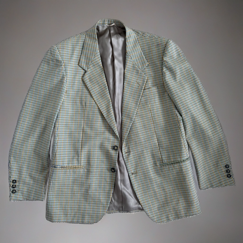 Beige Checked Oversized Vintage Blazer
