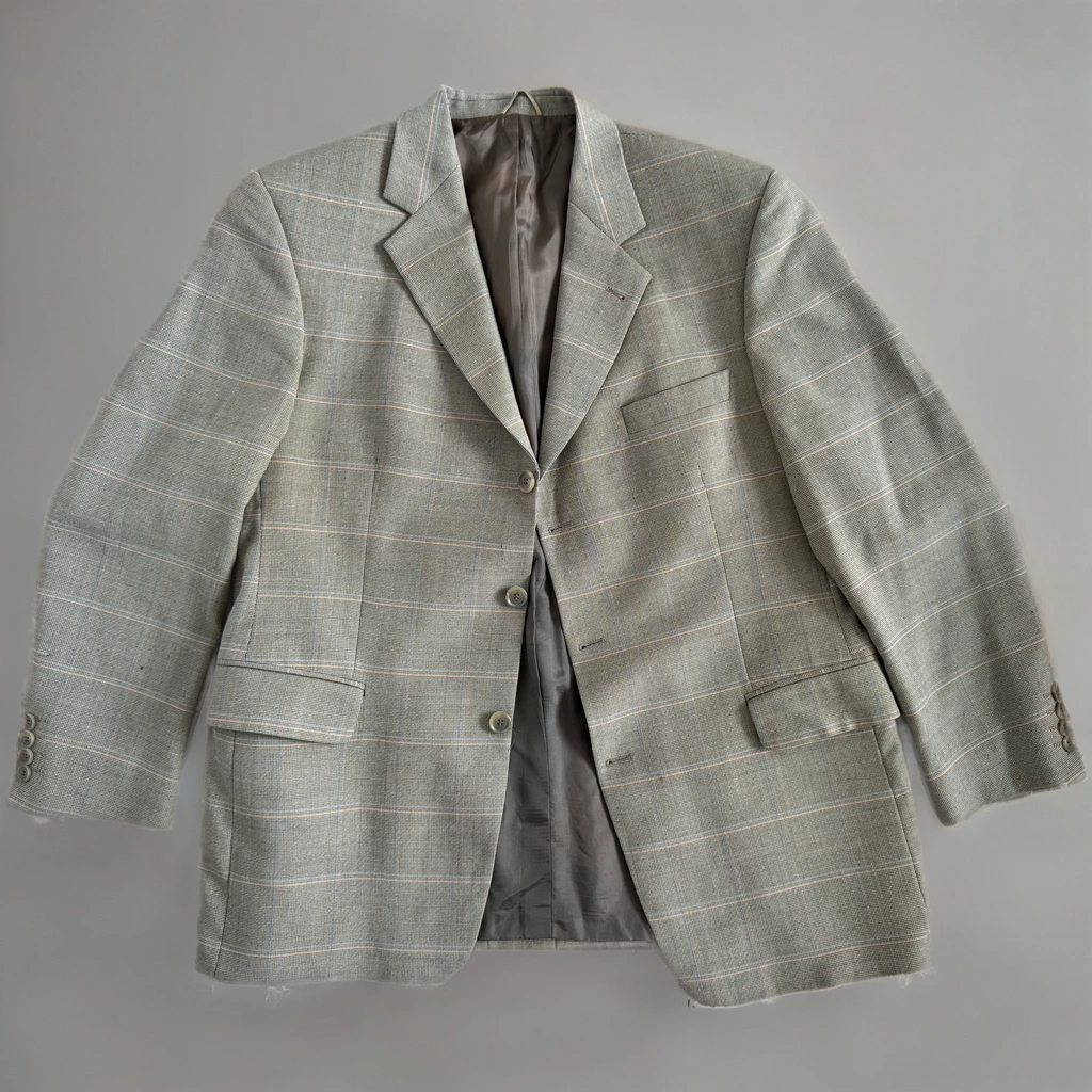 Beige Khaki Checked Vintage Blazer