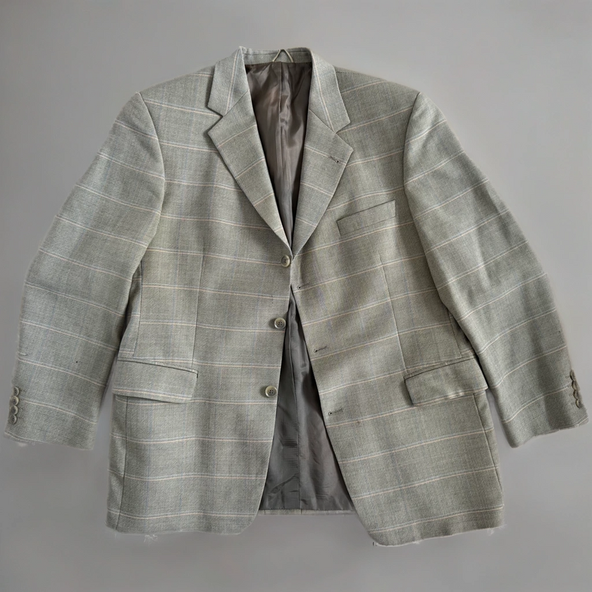 Beige Khaki Checked Vintage Blazer