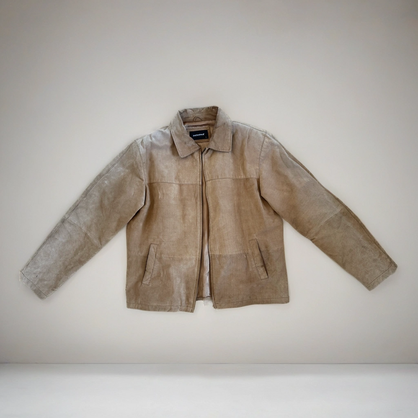 Beige Suede Oversized Vintage Jacket