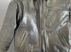 Black Leather Oversized Vintage Bomber