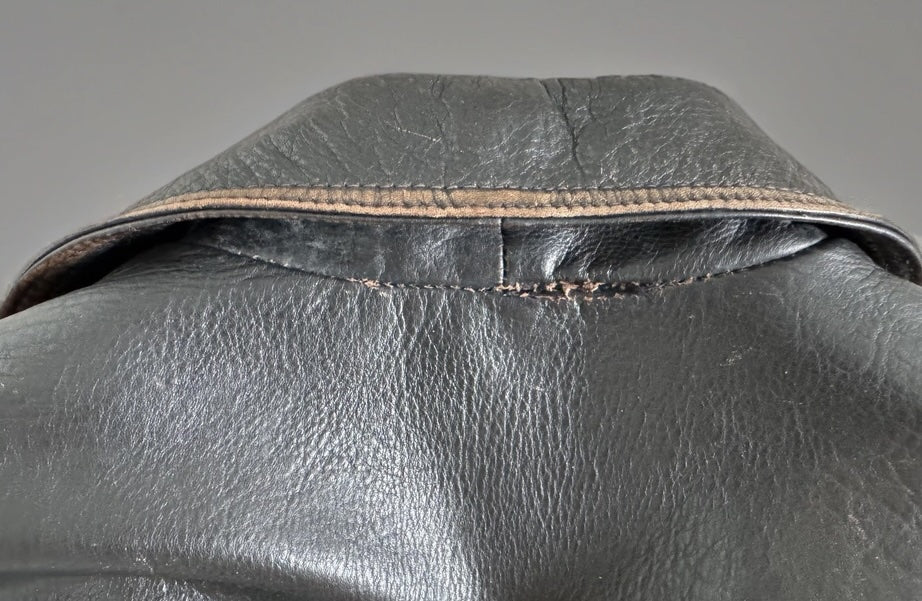Worn / Distressed Black Oversized Leather Jacket