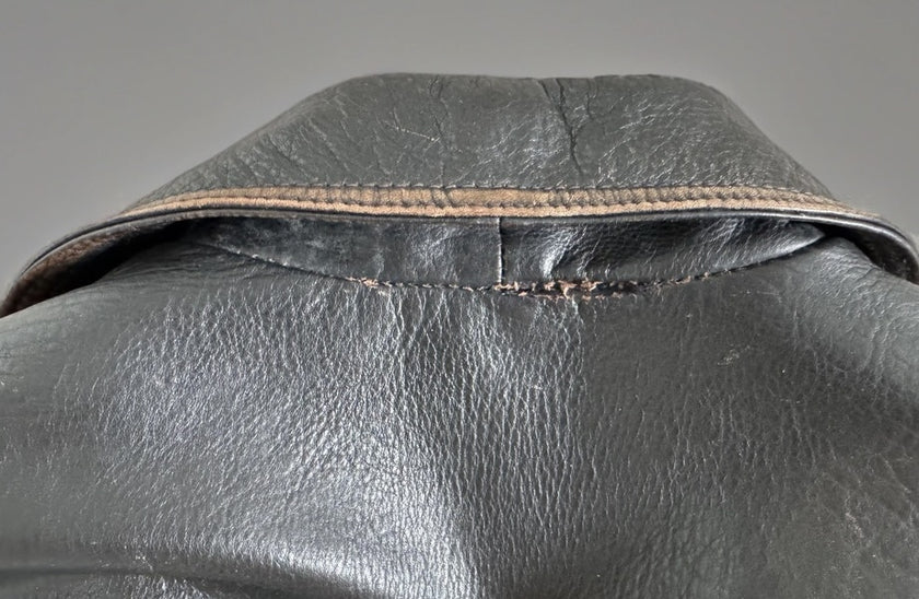 Worn / Distressed Black Oversized Leather Jacket