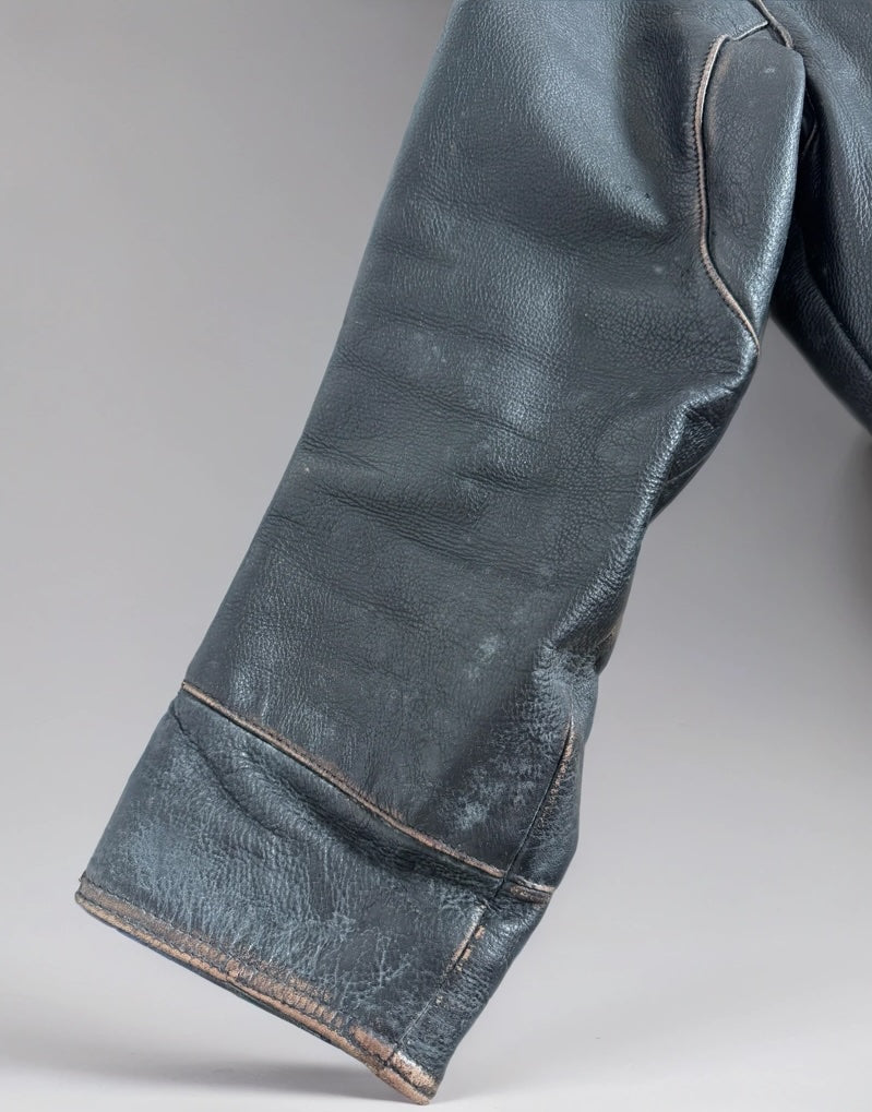 Worn / Distressed Black Oversized Leather Jacket