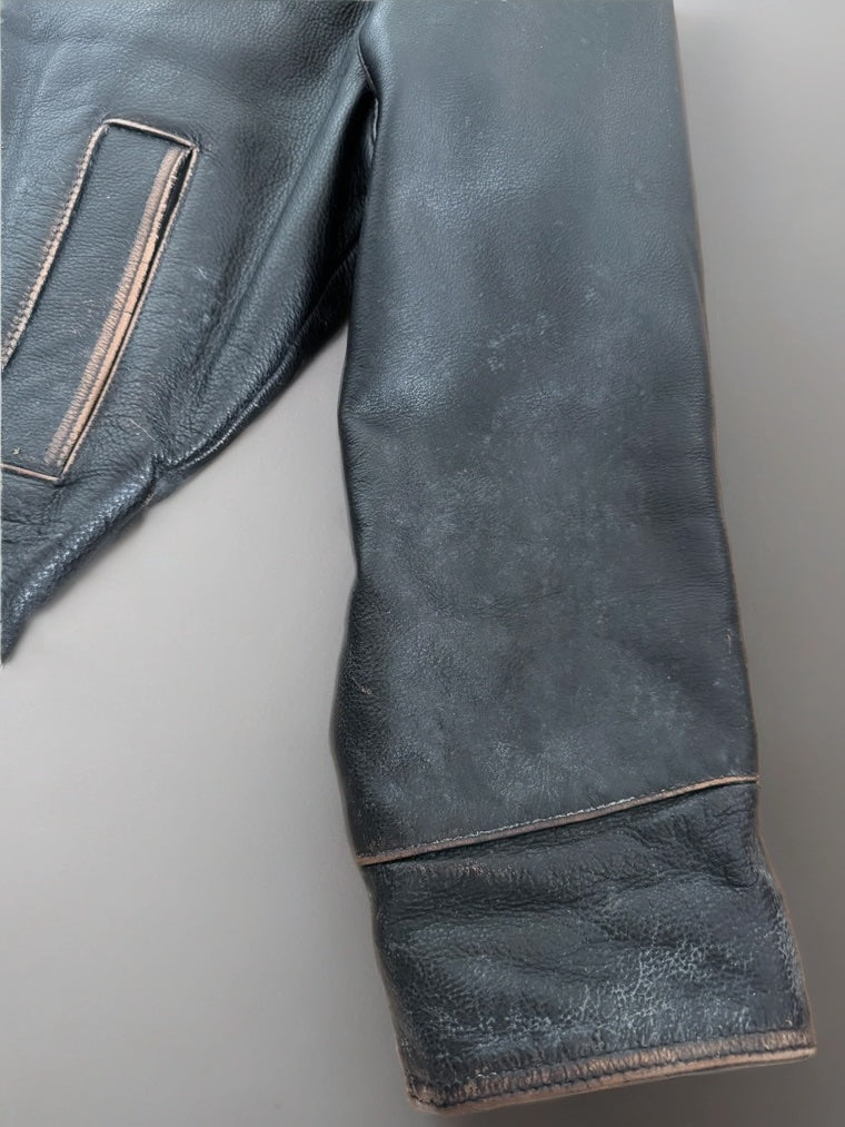 Worn / Distressed Black Oversized Leather Jacket