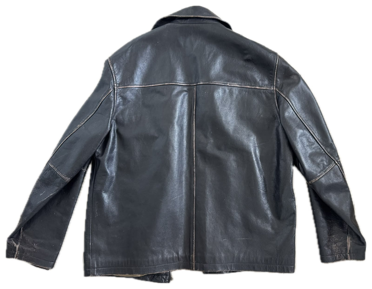 Oversized Distressed Leather Jacket