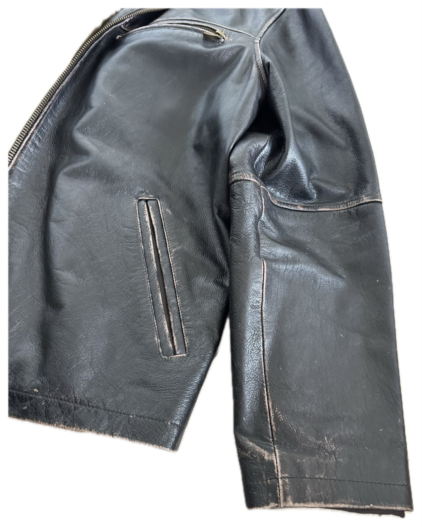Oversized Distressed Leather Jacket