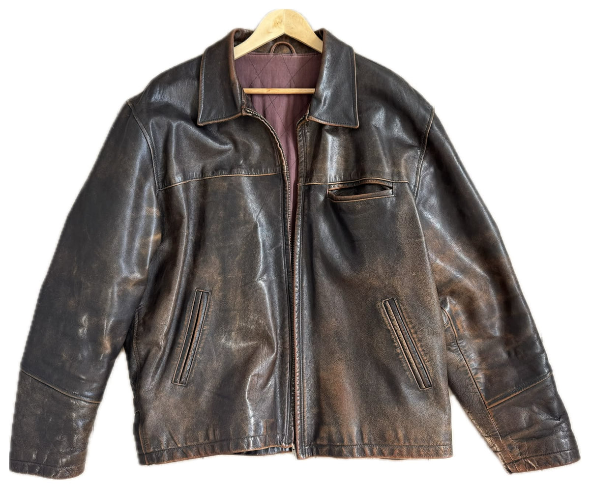 Brown Distressed Leather Jacket